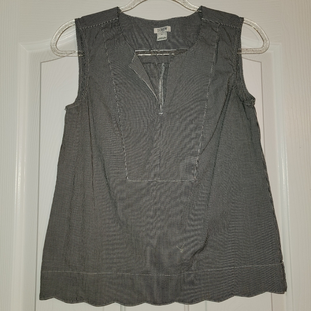 J. Crew Black & White Micro Houndstooth Sleeveless Tunic